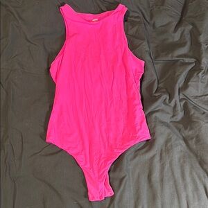 SKIMS Pink Bodysuit One Piece High Neck Racerback
